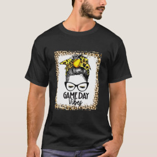 Bleached Softball Game Day Vibes Messy Bun Softbal T-Shirt