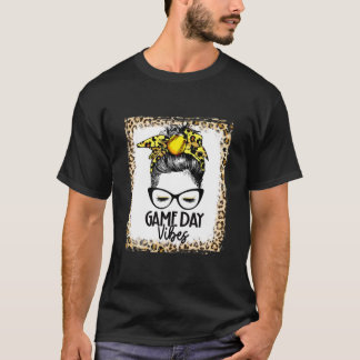 Bleached Softball Game Day Vibes Messy Bun Softbal T-Shirt