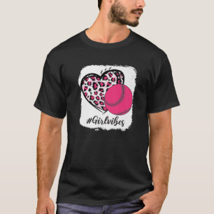 Bleached Softball Girl Vibes Pink Leopard Heart Me T-Shirt