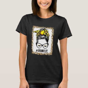 Bleached Softball Granny Messy Bun Game Day Mother T-Shirt