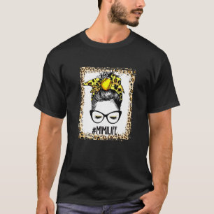 Bleached Softball Mimi Messy Bun Game Day Mothers T-Shirt