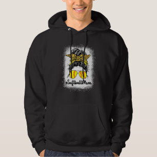 Bleached Softball Mum Life With Leopard And Messy  Hoodie