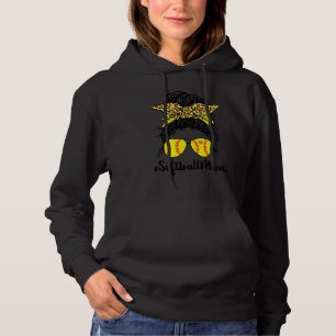 Bleached Softball Mum Life With Leopard And Messy Hoodie
