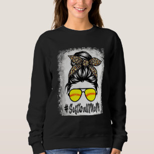 Bleached Softball Mum Life With Leopard And Messy Sweatshirt