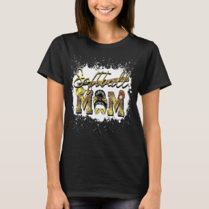 Bleached Softball Mum Life With Leopard And Messy T-Shirt