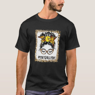 Bleached Softball Mum Messy Bun Game Day Mothers D T-Shirt