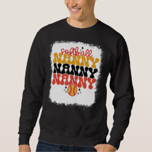 Bleached Softball Nanny Retro Softball Mum  Mother Sweatshirt