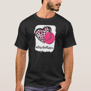 Bleached Softball Sister Life Pink Leopard Print M T-Shirt