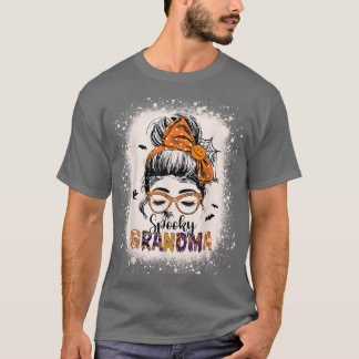 Bleached Spooky Grandma Messy Hair Woman Bun Hallo T-Shirt