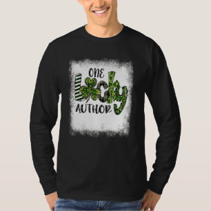 Bleached St Patricks Day Leopard One Lucky Author T-Shirt