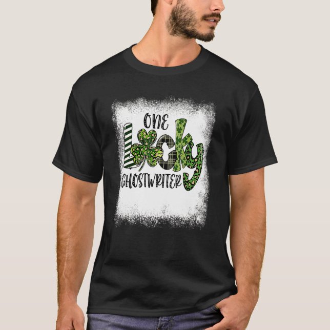 Bleached St Patricks Day Leopard One Lucky Ghostwr T-Shirt (Front)