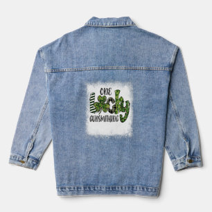 Bleached St Patricks Day Leopard One Lucky Gunsmit Denim Jacket