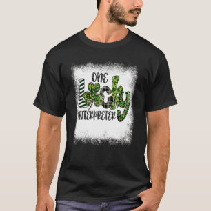 Bleached St Patricks Day Leopard One Lucky Interpr T-Shirt