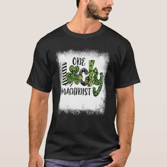 Bleached St Patricks Day Leopard One Lucky Machini T-Shirt (Front)