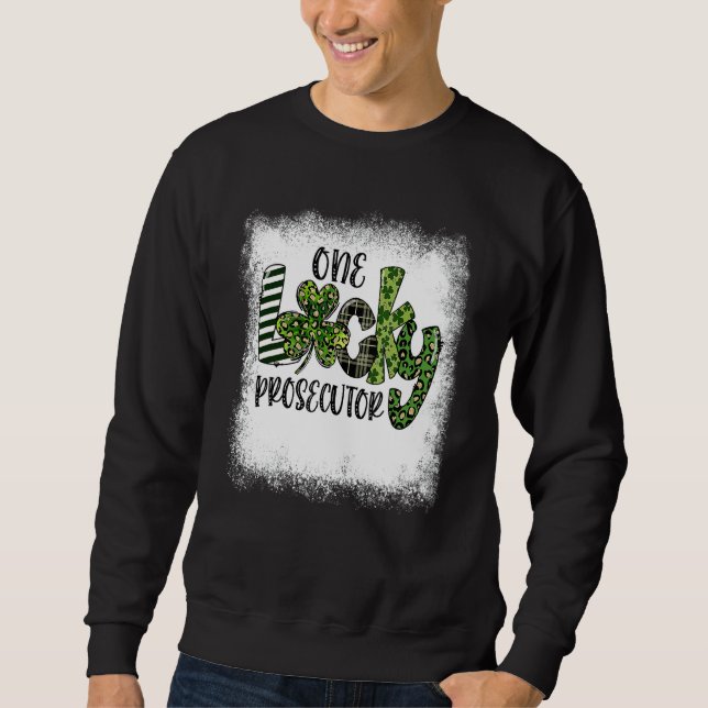 Bleached St Patricks Day Leopard One Lucky Prosecu Sweatshirt (Front)