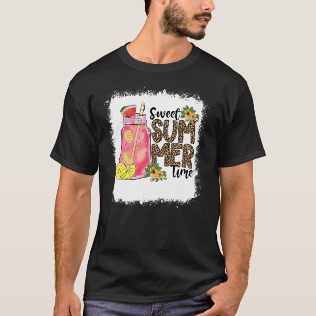 Bleached Summer Time Leopard Watermelon Lemon Summ T-Shirt (Front)