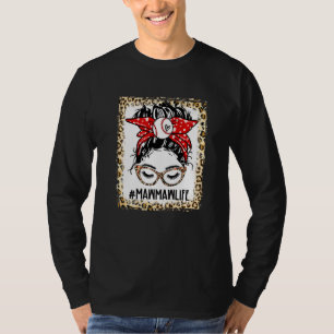 Bleached T Ball Mawmaw Messy Bun Game Day Mothers  T-Shirt