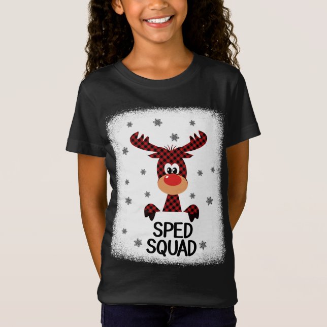 Bleached Teacher Squad Reindeer SPED Christmas Xma T-Shirt (Front)