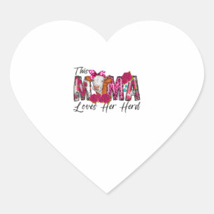Bleached This Mama Loves Her Herd Mother's Day Cow Heart Sticker