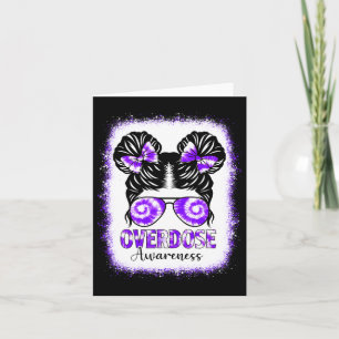 Bleached Tie Dye Overdose Awareness Messy Hair Bun Card