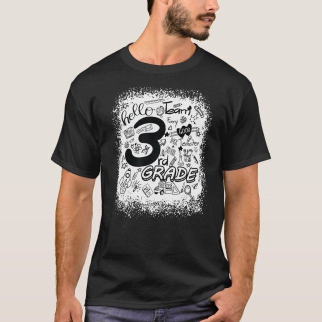 Bleached Typography 3rd Grade Student Teacher Back T-Shirt (Front)