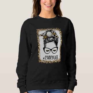 Bleached Volleyball Coach Girl Messy Bun Game Day  Sweatshirt