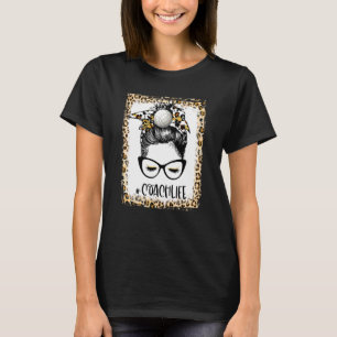 Bleached Volleyball Coach Girl Messy Bun Game Day  T-Shirt