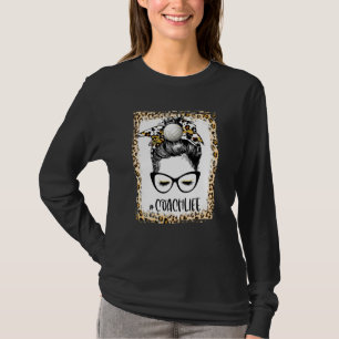 Bleached Volleyball Coach Girl Messy Bun Game Day T-Shirt