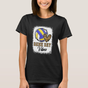 Bleached Volleyball Game Day Vibes Volleyball Mom  T-Shirt