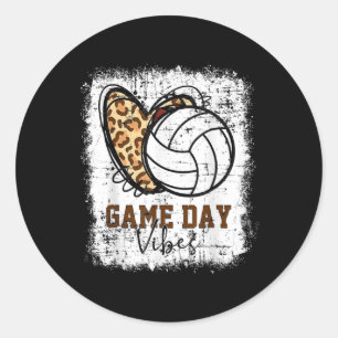 Bleached Volleyball Game Day Vibes Volleyball Mum Classic Round Sticker