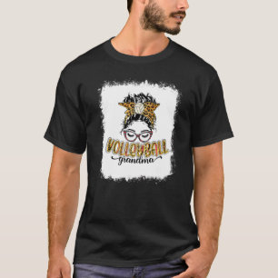 Bleached Volleyball Grandma Leopard Messy Bun Moth T-Shirt