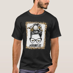 Bleached Volleyball Granny Messy Bun Game Day Vibe T-Shirt
