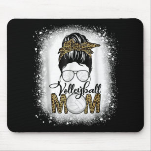 Bleached Volleyball Mom Life Leopard Messy Bun Gam Mouse Pad