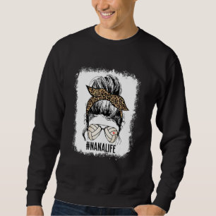 Bleached Volleyball Nana Messy Bun Nana Life Mothe Sweatshirt