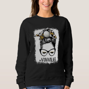 Bleached Volleyball Nonna Life Leopard Messy Bun G Sweatshirt