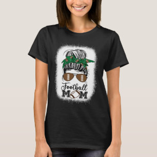 Bleached Womens Mum Life Soccer Messy Bun Basketba T-Shirt