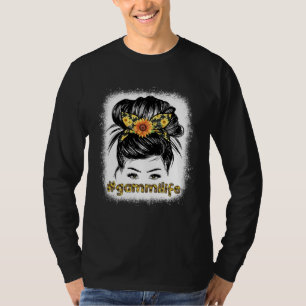 Bleaches Gammi Messy Hair Bun Sunflower Women Moth T-Shirt