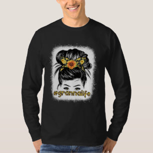 Bleaches Granna Messy Hair Bun Sunflower Women Mot T-Shirt