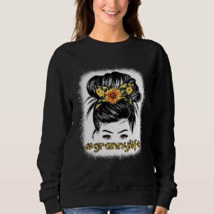 Bleaches Granny Messy Hair Bun Sunflower Women Mot Sweatshirt