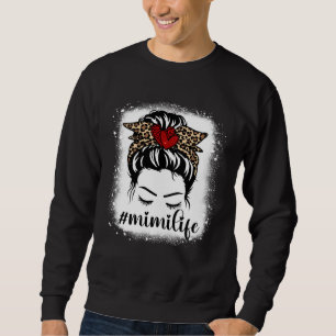 Bleaches Mimi Life Messy Bun Leopard Print Women M Sweatshirt