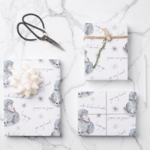 Bleak Mid Winter Bear Snow Princess Pattern Wrappi Wrapping Paper Sheet