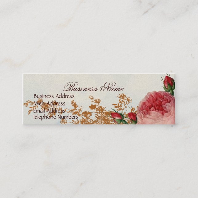 Blebheim Rose - Summer Sky on Gold Mini Business Card (Front)