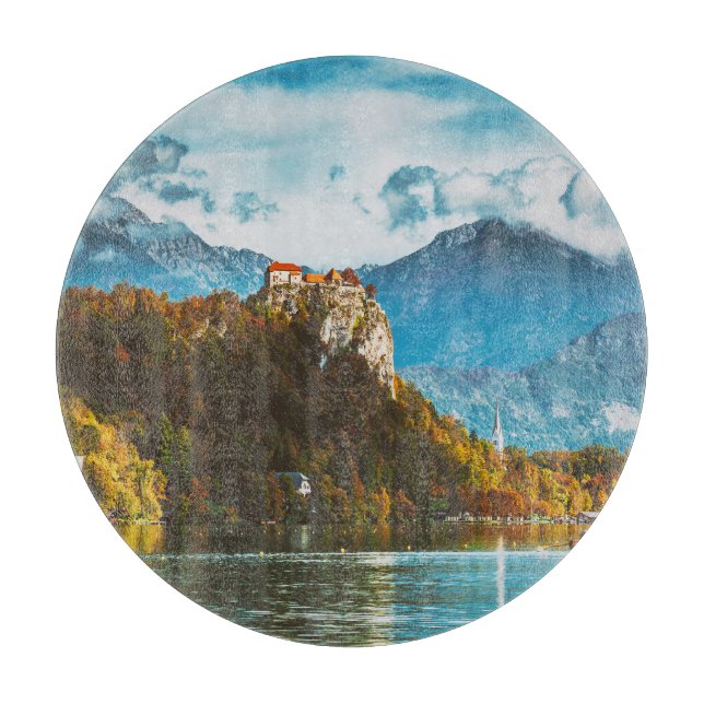 Bled Castle: Slovenian Cliff Overlook. Cutting Board (Front)