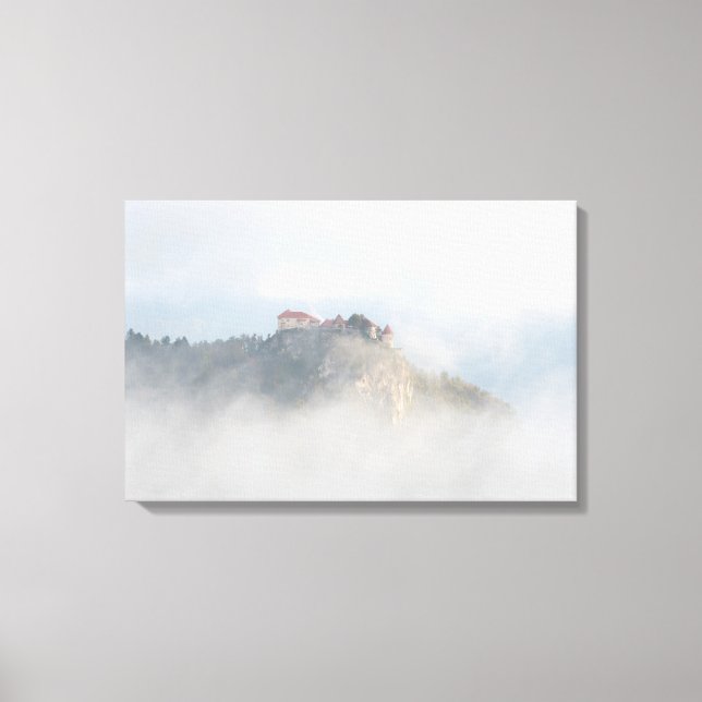 Bled castle surrounded by clouds canvas print (Front)
