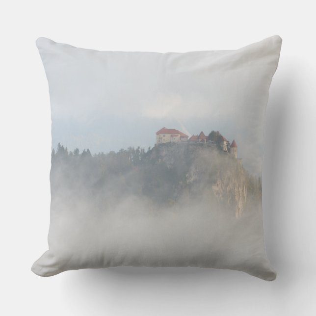 Bled castle surrounded by clouds cushion (Front)