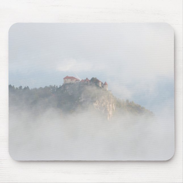 Bled castle surrounded by clouds mouse pad (Front)