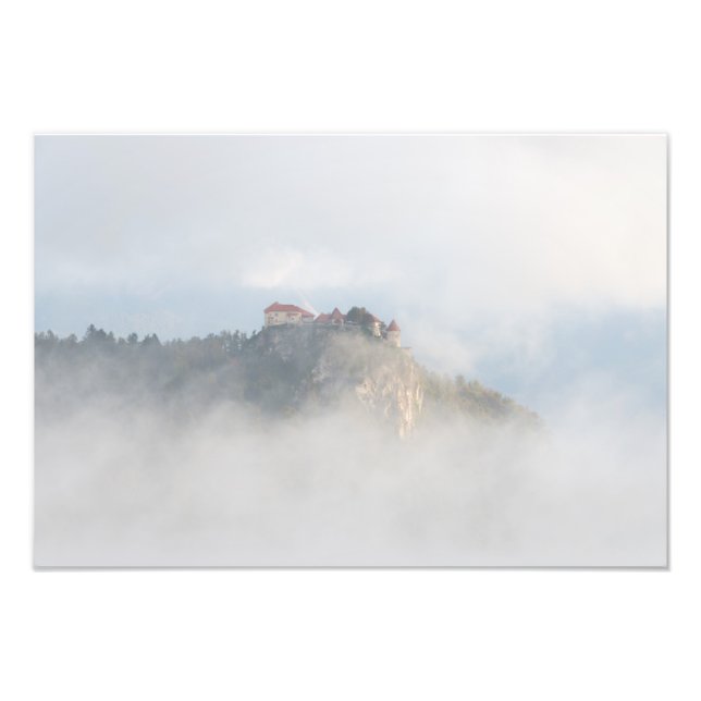 Bled castle surrounded by clouds photo print (Front)