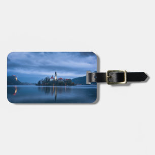 Bled lake cloudy dawn luggage tag