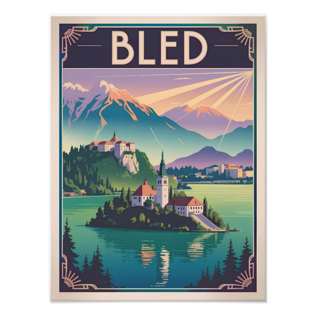 Bled Slovenia vintage Photo Print (Front)