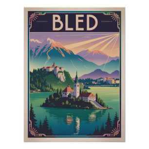 Bled Slovenia vintage Poster
